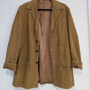 Vintage 70s Tan Corduroy Blazer Jacket Mens Size 40 Womens M/L
